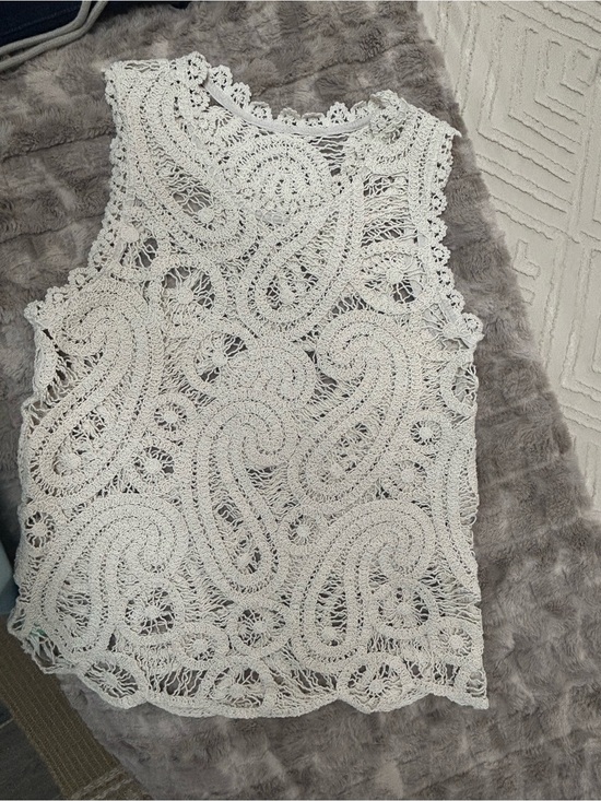 Milonga Other - White Crochet Swim Coverup Tank - Lightweight Lace Overlay